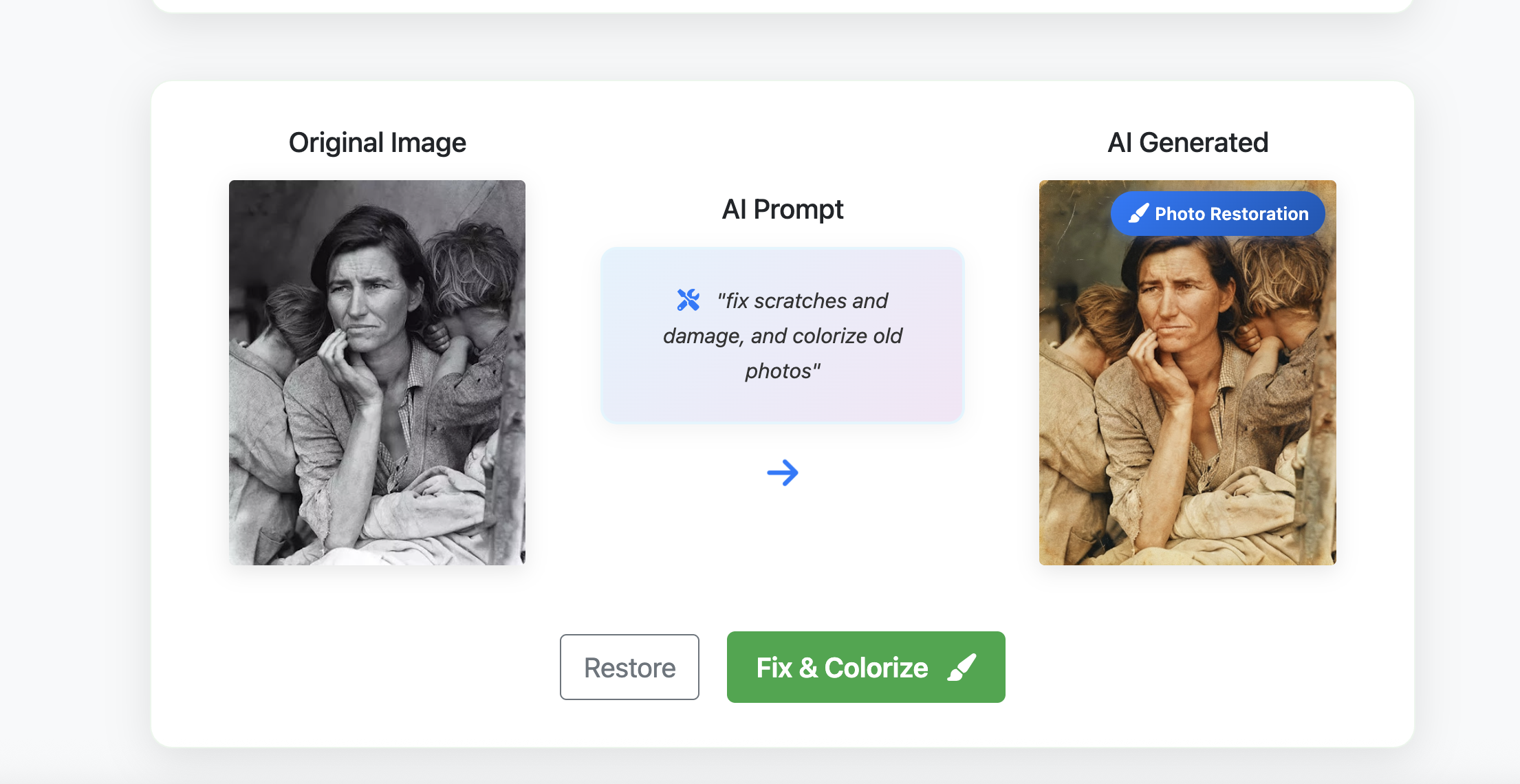 Photo restoration example generated by Seedream 4.0 Image Generator